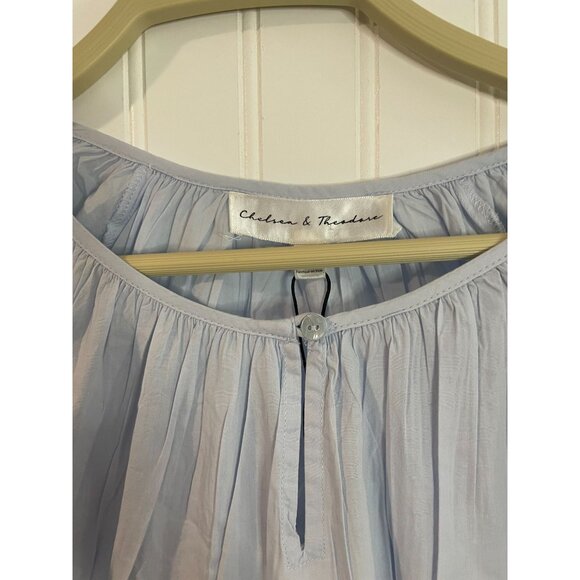 Chelsea & Theodore Light Blue Puff Sleeve Top XS 100% Cotton Made In India - Picture 3 of 12